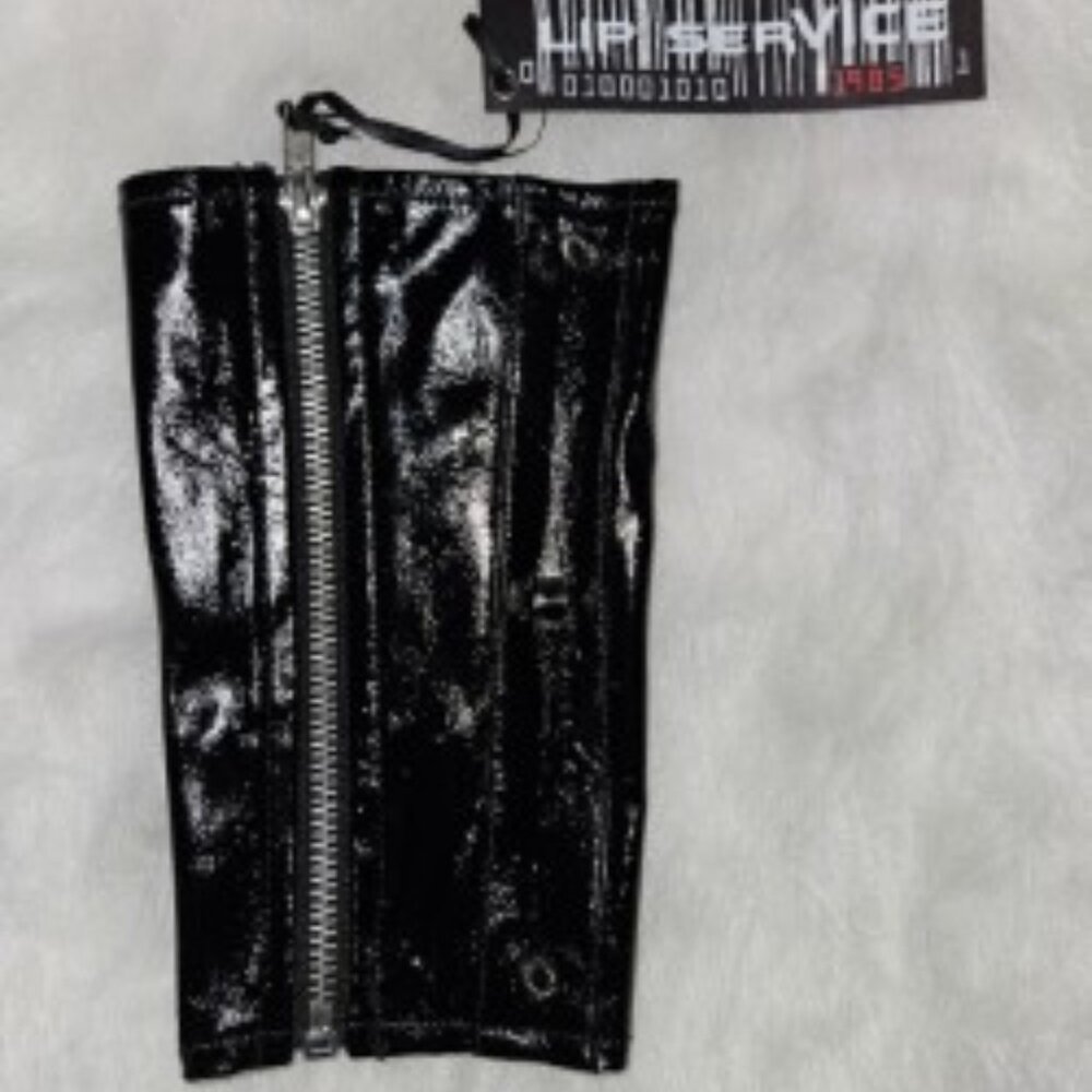 NWT L/XL LIP SERVICE MENS BLACK PVC W/SPIKES GAUNTLET/ARMBAND